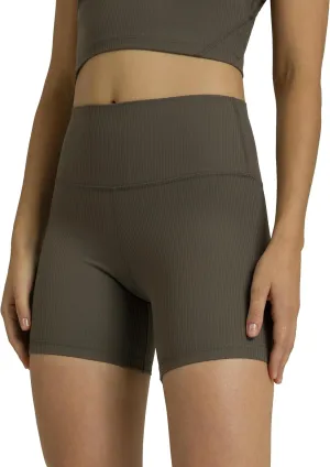 Colorfulkoala Women's Dreamlux Ribbed High Waisted Yoga Shorts 6" Inseam Workout Tights