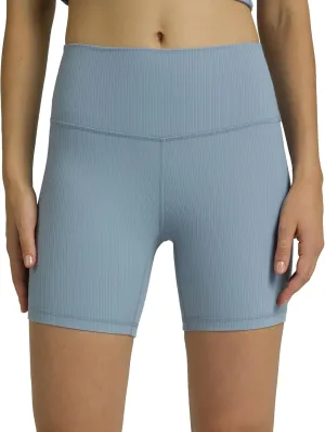 Colorfulkoala Women's Dreamlux Ribbed High Waisted Yoga Shorts 6" Inseam Workout Tights
