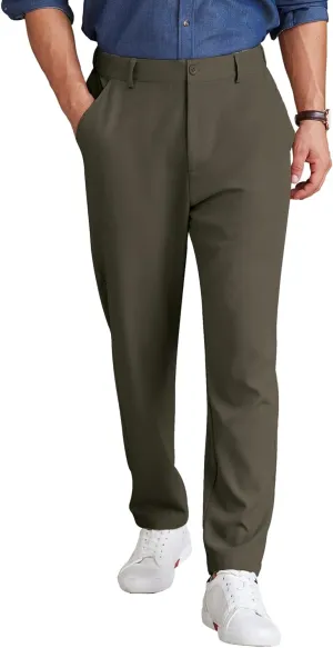 COOFANDY Men's Chino Pants Relaxed Fit Elastic Waist Basic Flat Front Drawstring Casual Pants