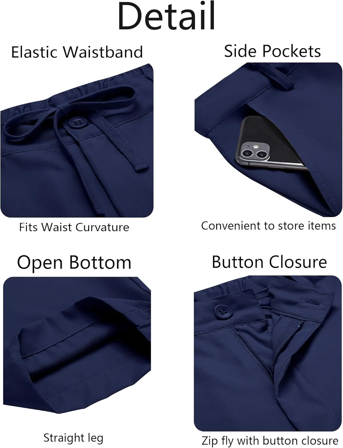 COOFANDY Men's Chino Pants Relaxed Fit Elastic Waist Basic Flat Front Drawstring Casual Pants
