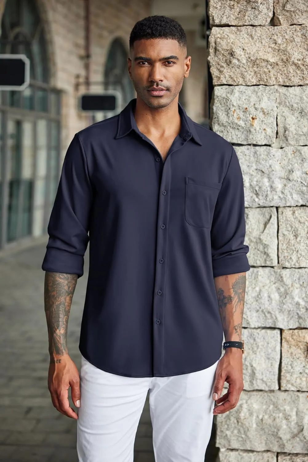 COOFANDY Men's Wrinkle Free Shirts Casual Long Sleeve Button Down Dress Shirts