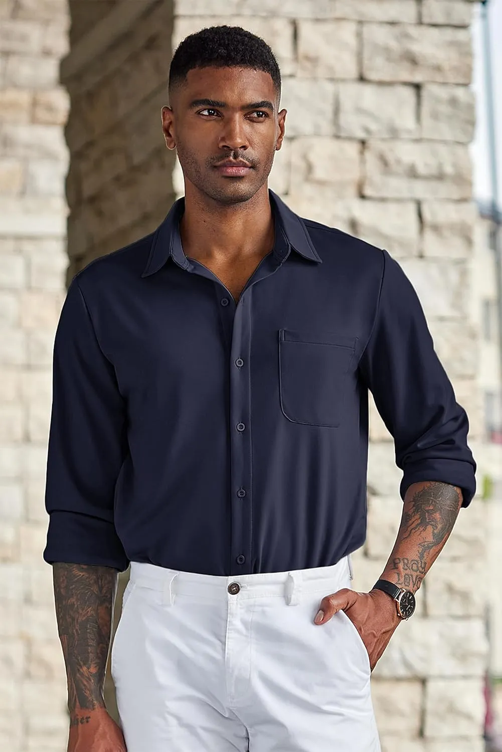 COOFANDY Men's Wrinkle Free Shirts Casual Long Sleeve Button Down Dress Shirts