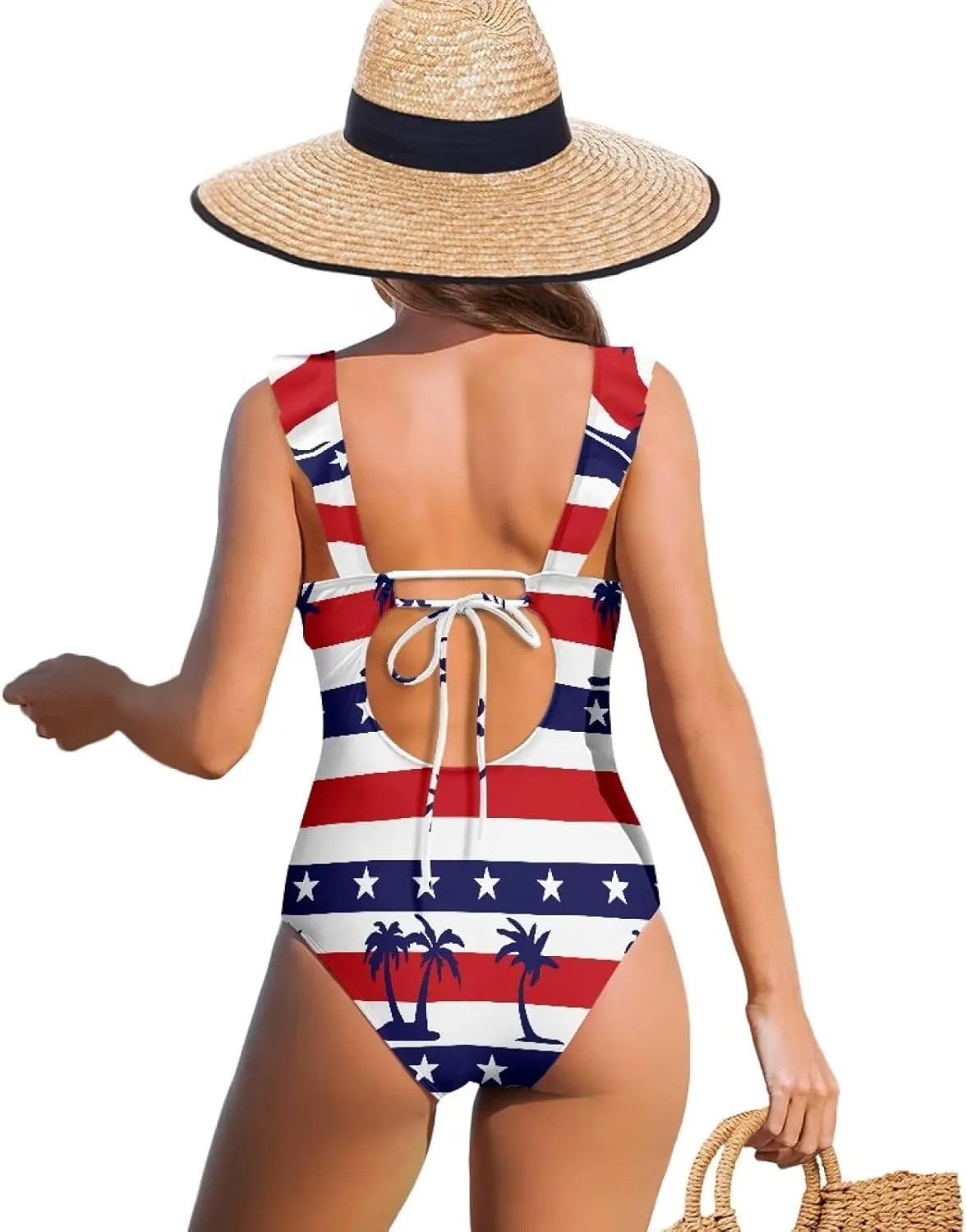 Deep V Neck Bathing Suits for Women Ruffle Swim Suits for Women 2025 Tummy Control Ruch Flower Floral