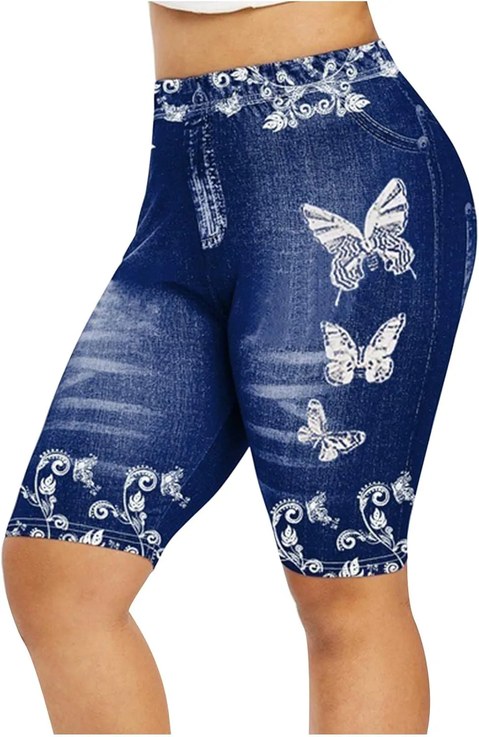 Denim Shorts for Women Mid Rise Ripped Jean Shorts Stretchy Folded Hem Hot Short Jeans Lounge Athletic Shorts