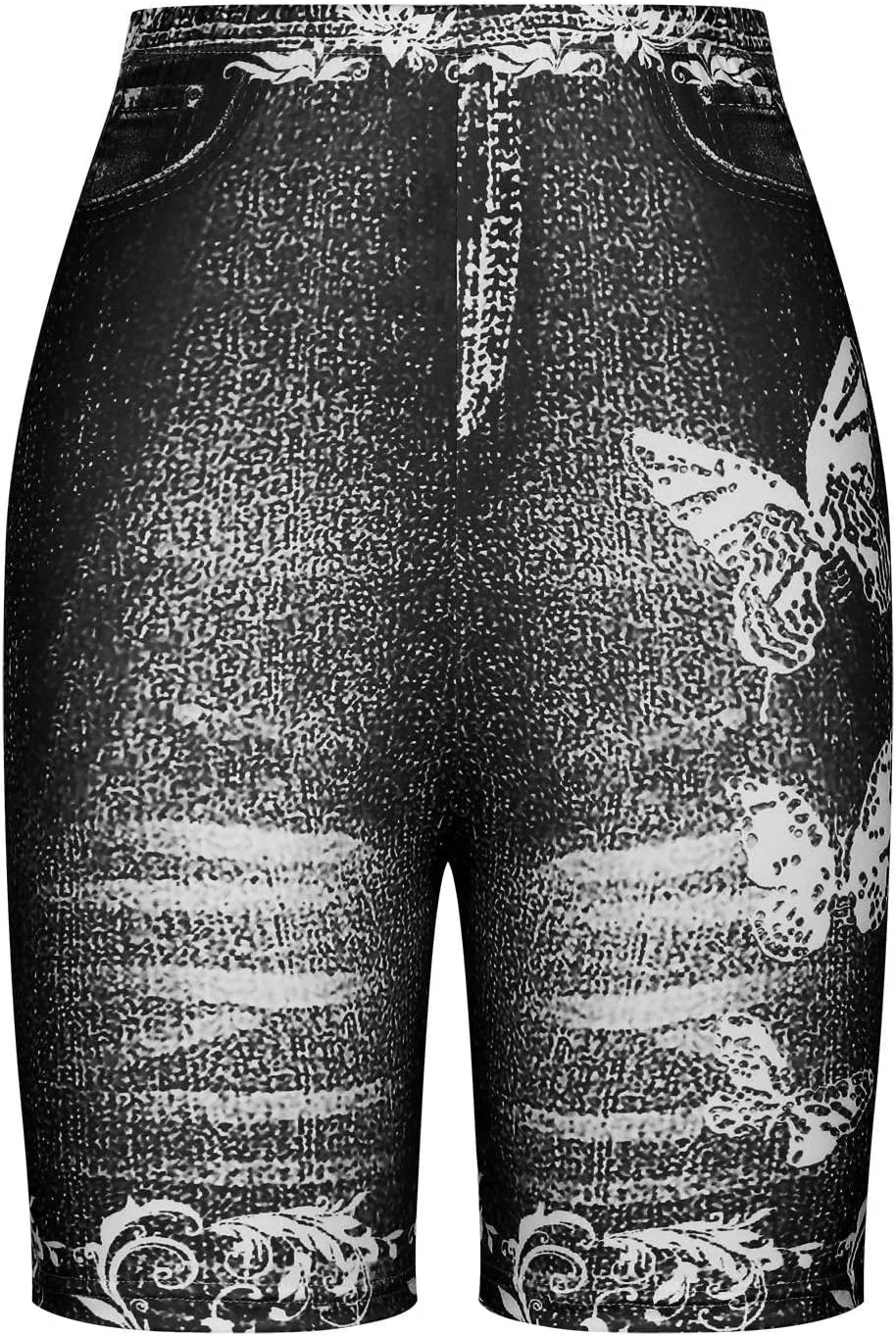 Denim Shorts for Women Mid Rise Ripped Jean Shorts Stretchy Folded Hem Hot Short Jeans Lounge Athletic Shorts