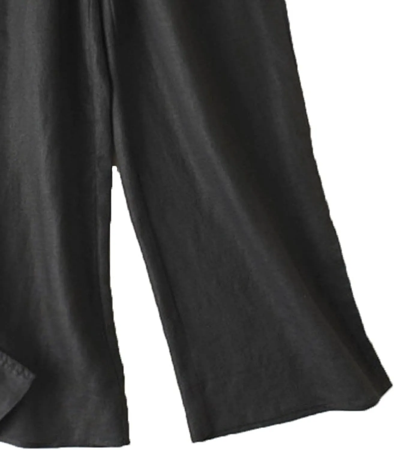 DGHM-JLMY Ladies Hakama Loose Casual Linen Wide Leg Pants Two-Layer Ankle Capris Trousers Comfy Solid Literary Style Pants