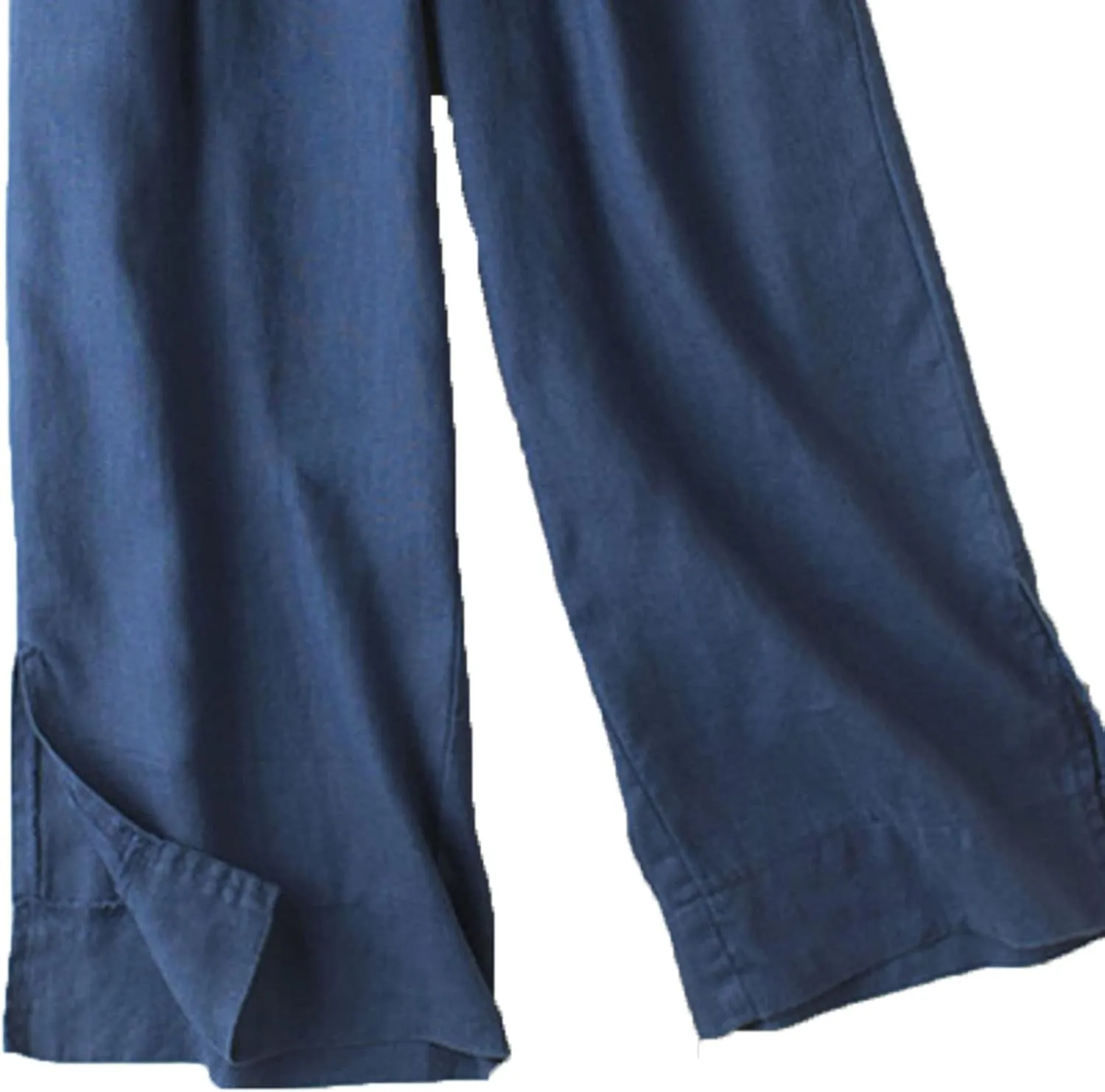 DGHM-JLMY Ladies Hakama Loose Casual Linen Wide Leg Pants Two-Layer Ankle Capris Trousers Comfy Solid Literary Style Pants