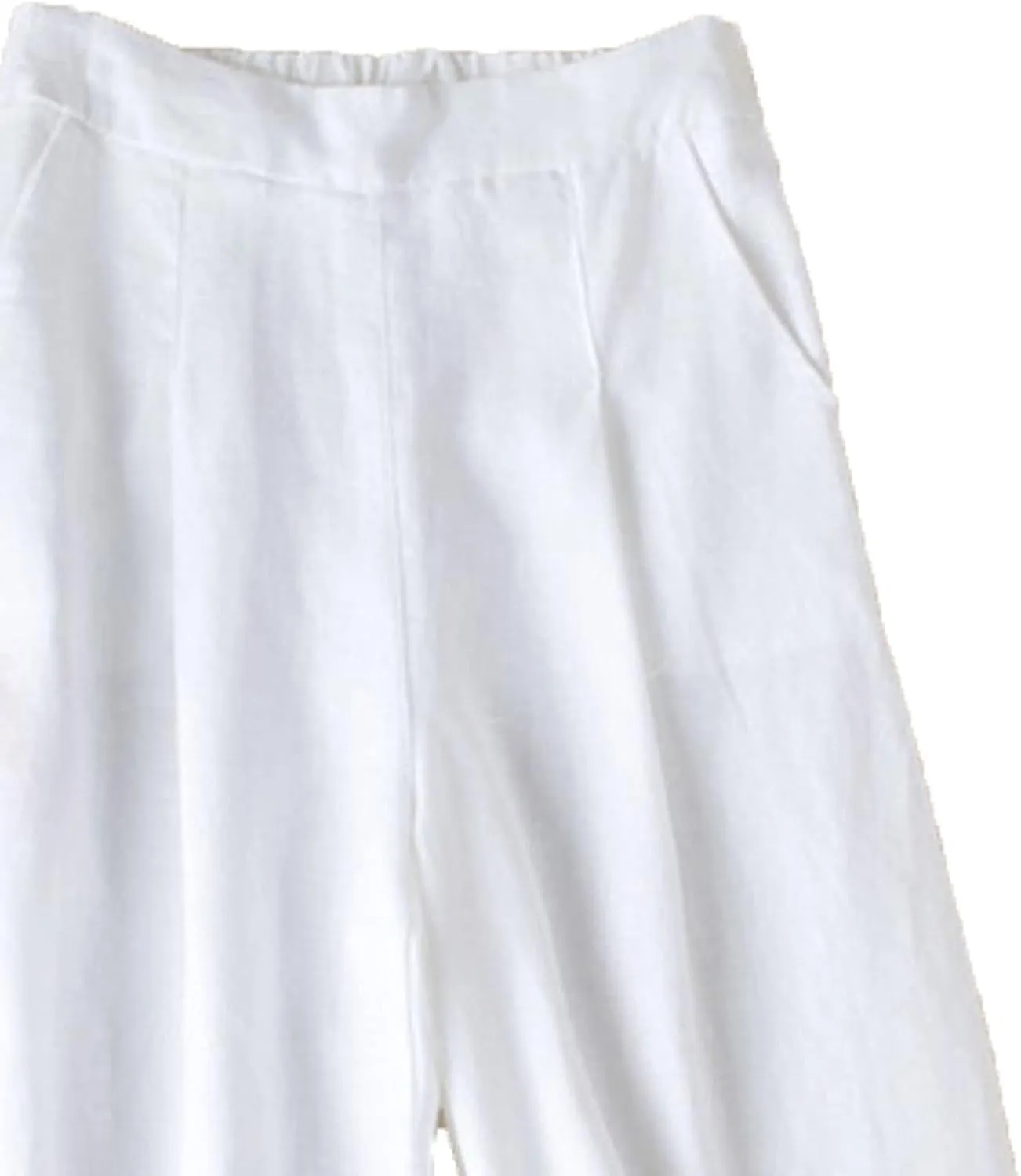 DGHM-JLMY Ladies Hakama Loose Casual Linen Wide Leg Pants Two-Layer Ankle Capris Trousers Comfy Solid Literary Style Pants