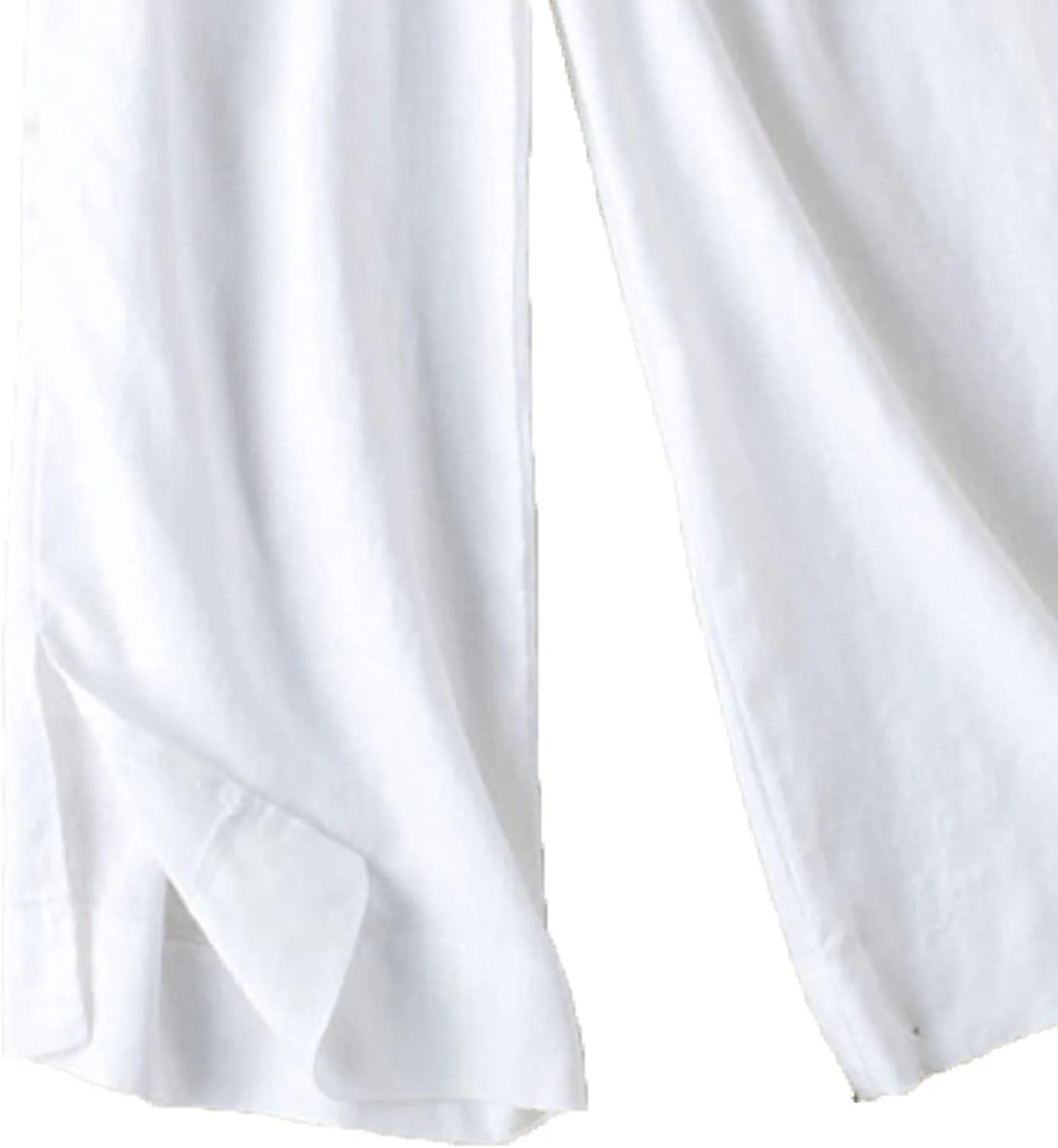 DGHM-JLMY Ladies Hakama Loose Casual Linen Wide Leg Pants Two-Layer Ankle Capris Trousers Comfy Solid Literary Style Pants