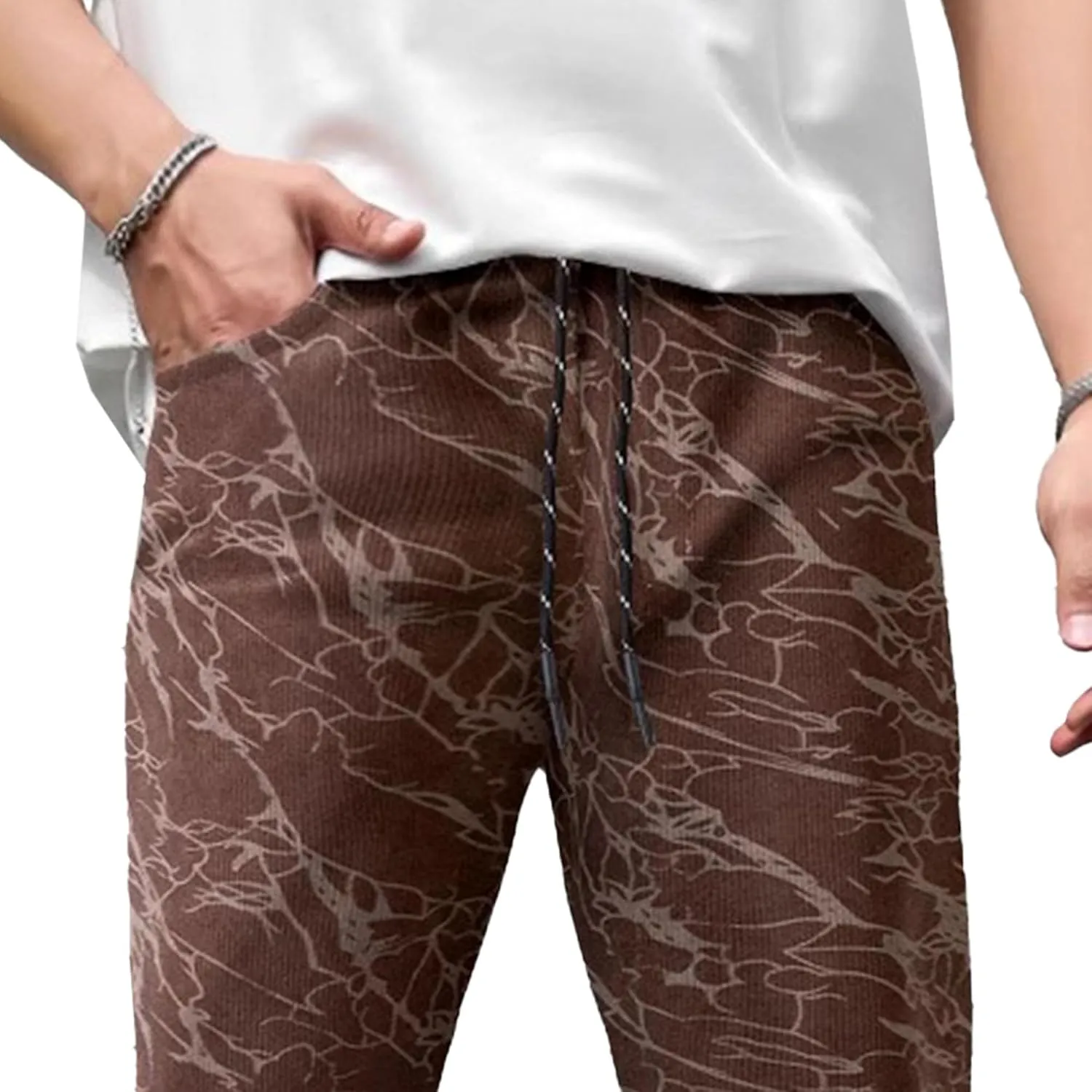 DGHM-JLMY Men's Wide Leg Camo Sweatpants Loose Straight Leg Sweat Pants High Waisted Drawstring Baggy Jogger with Pockets
