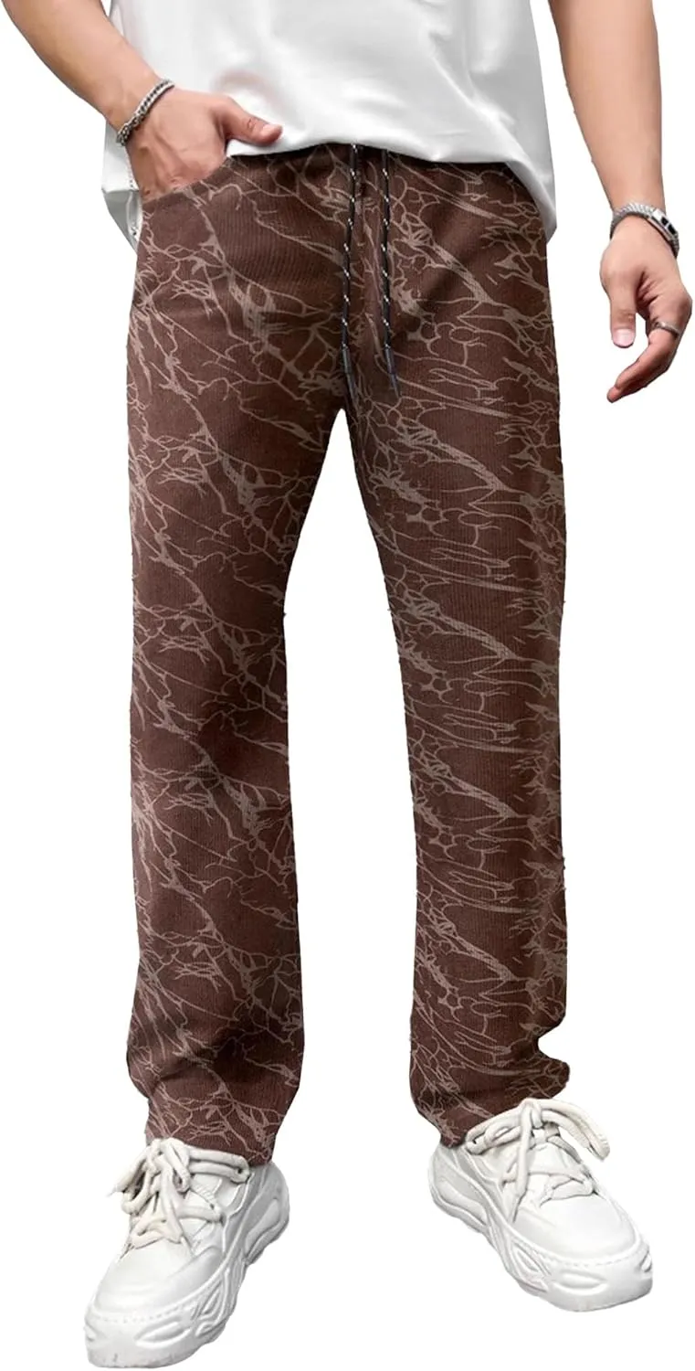 DGHM-JLMY Men's Wide Leg Camo Sweatpants Loose Straight Leg Sweat Pants High Waisted Drawstring Baggy Jogger with Pockets