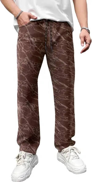 DGHM-JLMY Men's Wide Leg Camo Sweatpants Loose Straight Leg Sweat Pants High Waisted Drawstring Baggy Jogger with Pockets