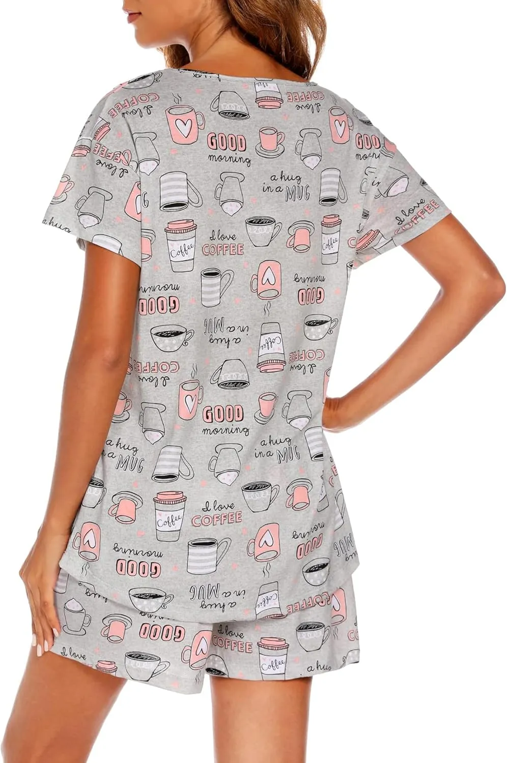 ENJOYNIGHT Womens Pajama Shorts Sets Cotton Pjs Summer Cute Sleepwear with Pockets