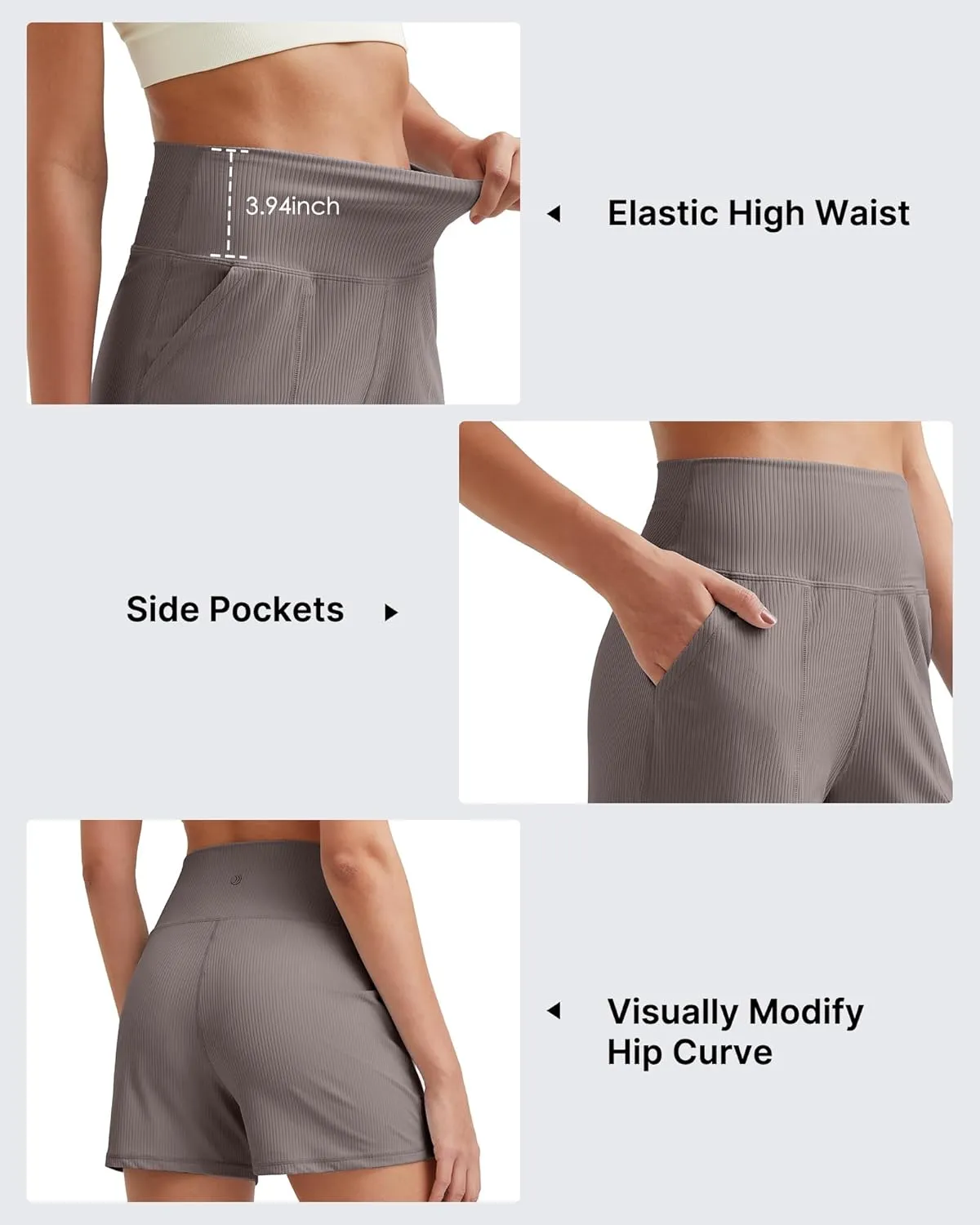 G4Free Ribbed Stretchy Womens Shorts Casual High Waisted Athletic Running Golf Lounge Shorts with Pockets
