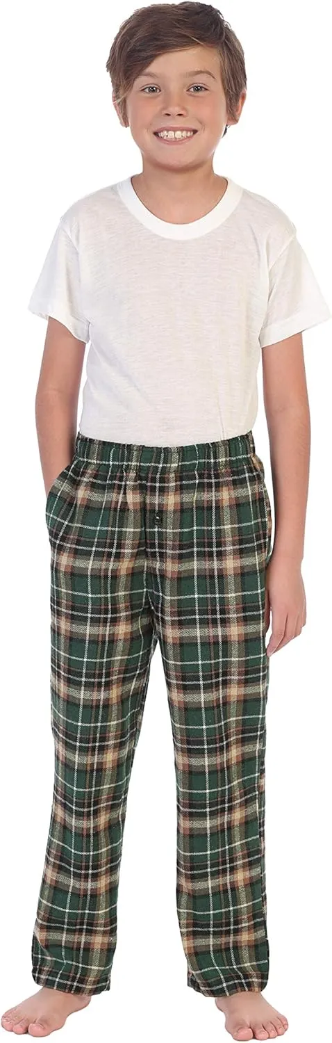 Gioberti Boys Flannel Lounge Pajama Pants - Yarn Dye Brushed with Elastic Waist