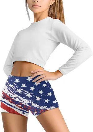 Girl's Yoga Shorts Leggings Slim High Waisted Athletic Shorts Kids Bike Dance Volleyball Gymnastics Shorts 5-14Y