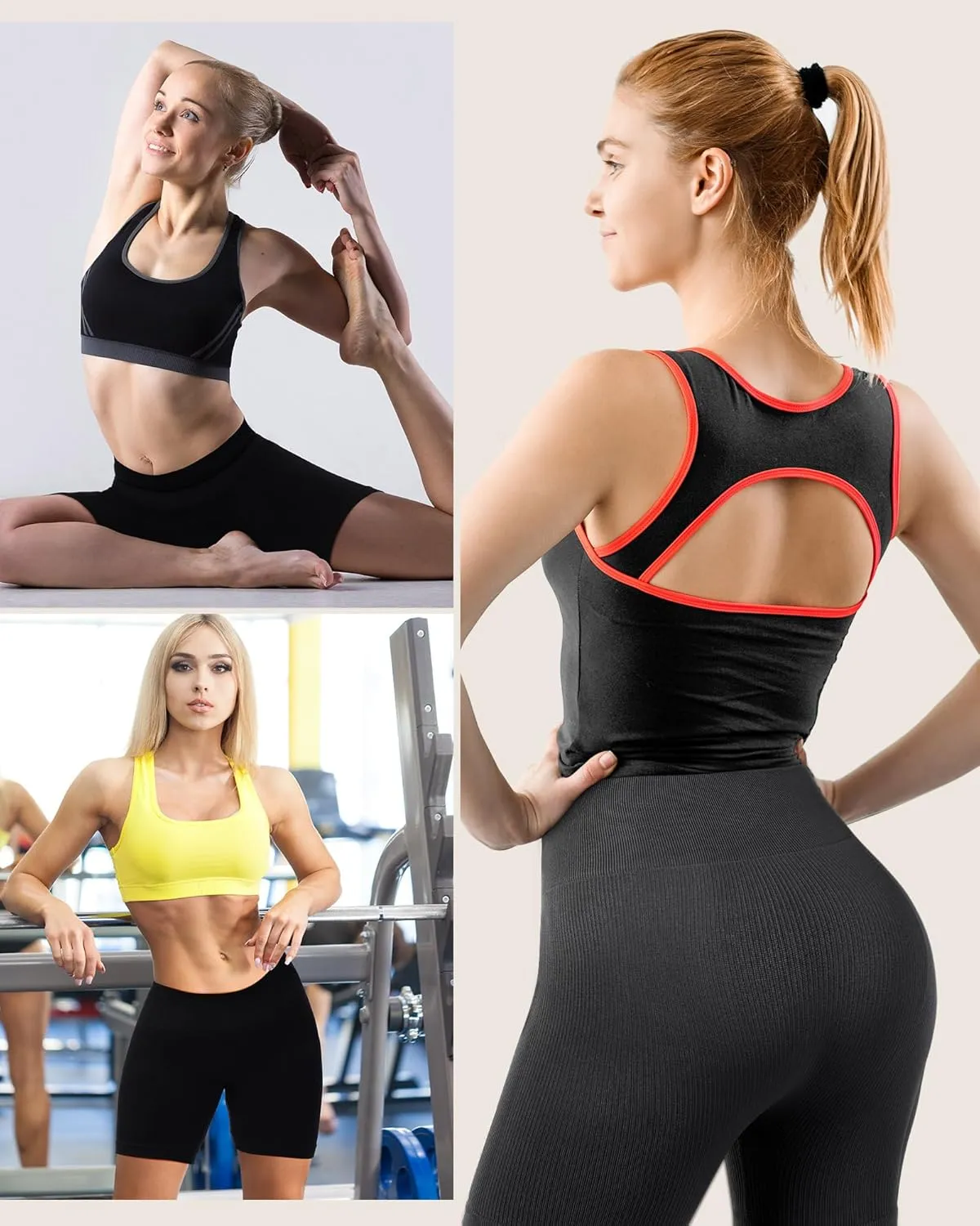 JaGely 6 Pcs Women Workout Shorts Seamless Ribbed High Waisted Spandex Biker Gym Yoga Butt Lifting Shorts Summer