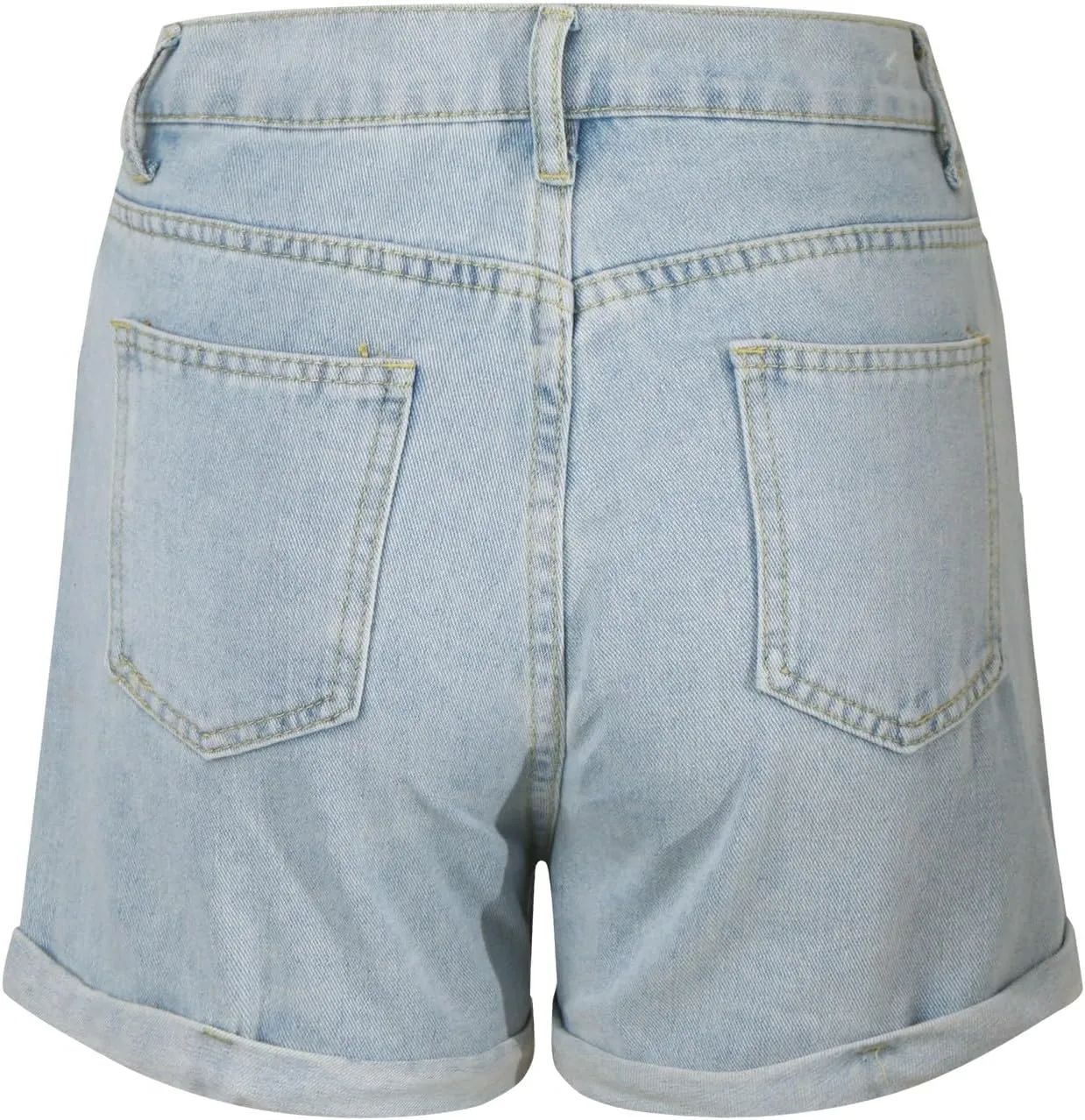 Jeans Shorts Womens Stretchy High Waisted Denim Shorts Ripped Summer Folded Hem Casual Cut Off Shorts with