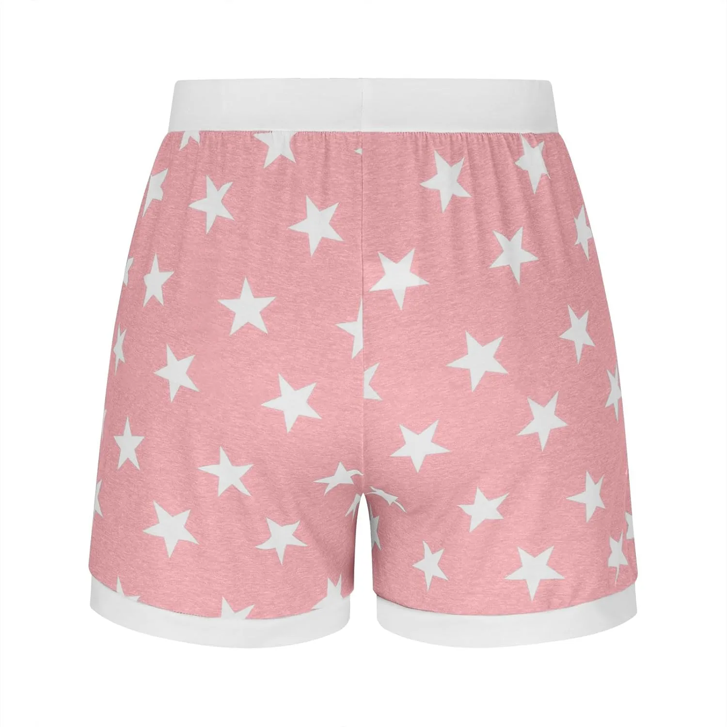 JIEMUXIU Shorts for Women Trendy 2025 Casual Stars Printed Drawstring Shorts Summer Beach Elastic Waist Vacation Clothes