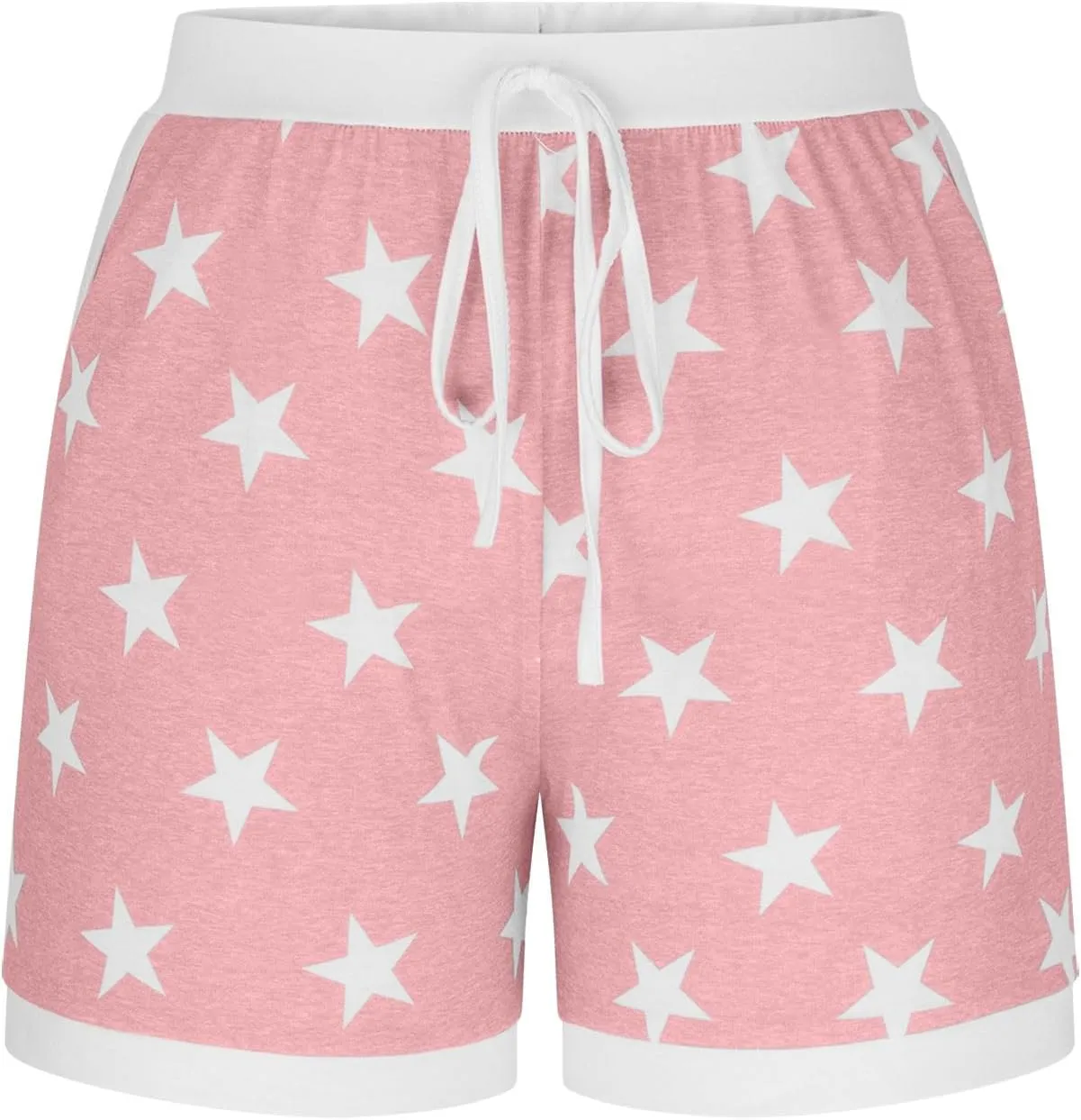JIEMUXIU Shorts for Women Trendy 2025 Casual Stars Printed Drawstring Shorts Summer Beach Elastic Waist Vacation Clothes