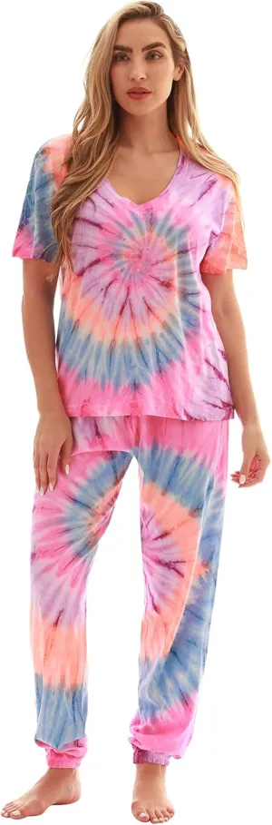 Just Love Pajama Jogger Pant Set Sleepwear Pjs - Buffalo Plaid and Tie Dye
