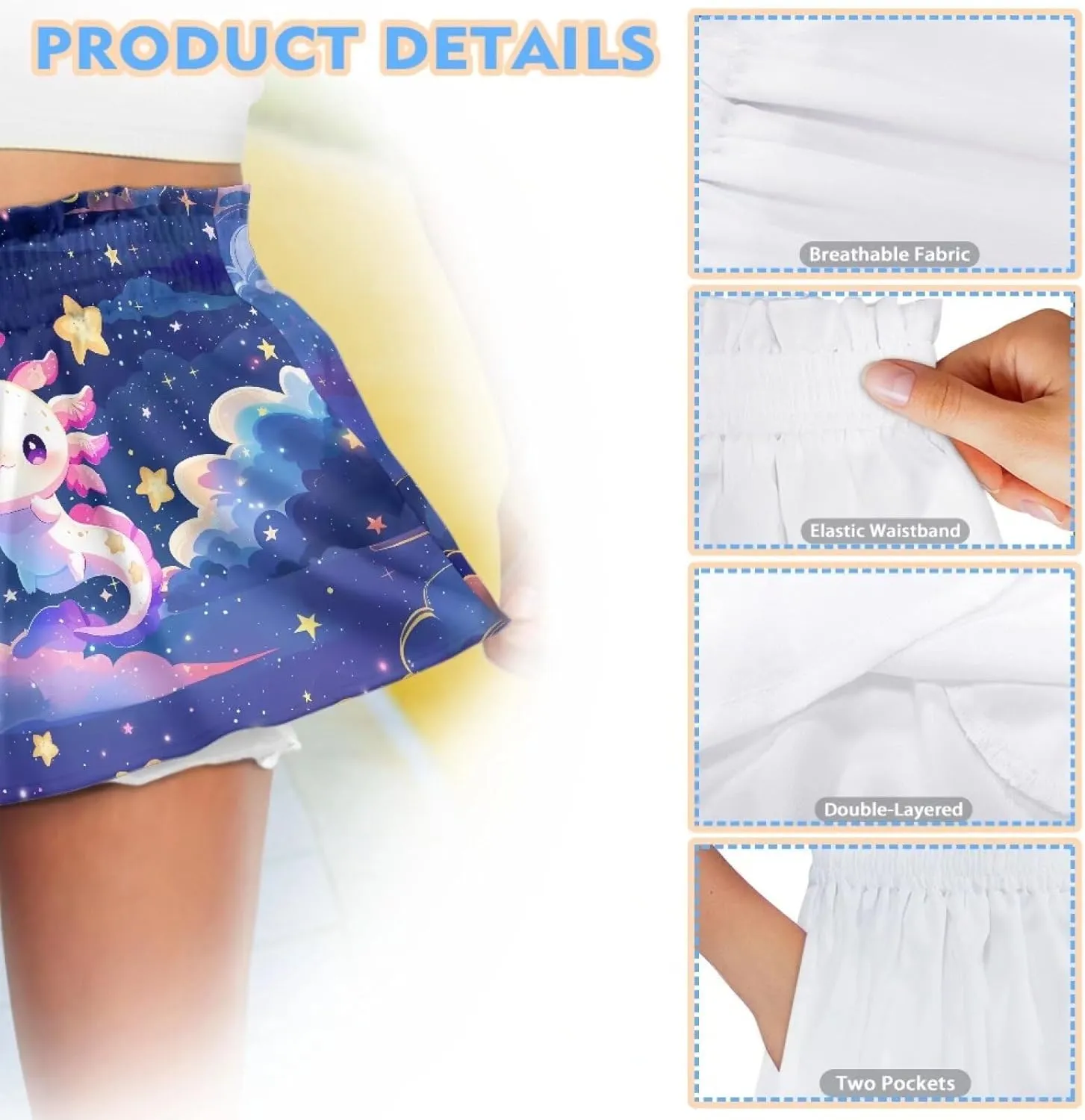 Kids Athletic Shorts for Girls 1-16 Years Casual Runing Shorts High Waisted Cute Graphic Shorts with Pockets