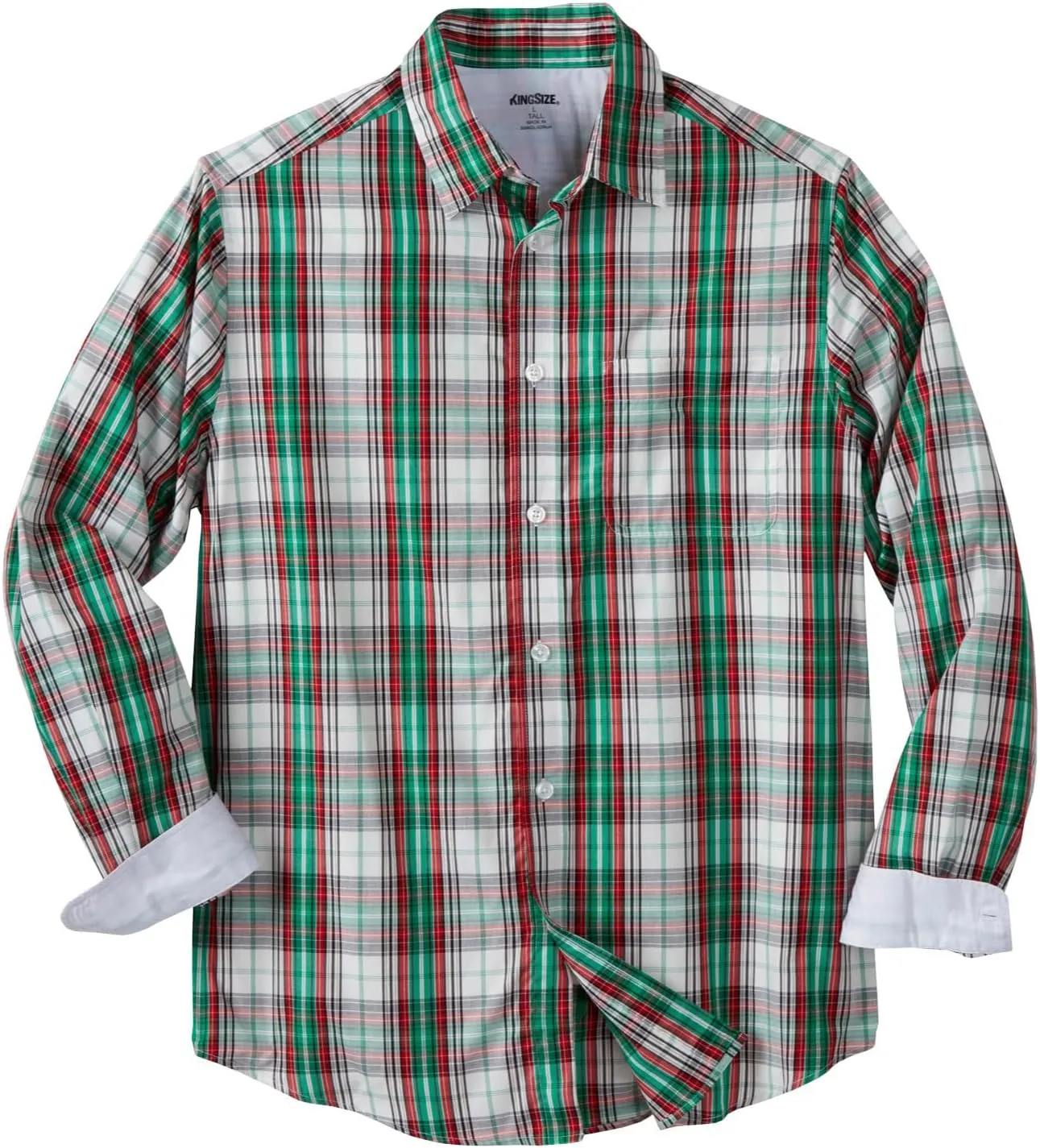 KingSize Men's Big & Tall Long Sleeve Wrinkle-Free Plaid Shirt