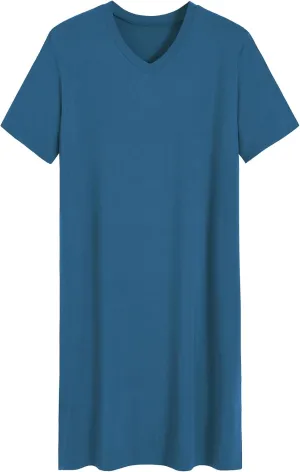 Latuza Men's Viscose Nightshirt Short Sleeves Sleep Shirt