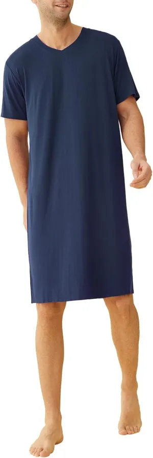 Latuza Men's Viscose Nightshirt Short Sleeves Sleep Shirt