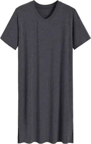 Latuza Men's Viscose Nightshirt Short Sleeves Sleep Shirt