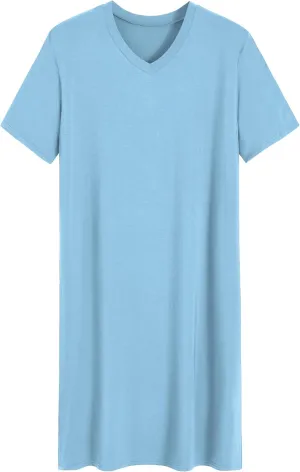 Latuza Men's Viscose Nightshirt Short Sleeves Sleep Shirt