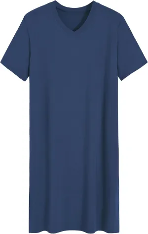 Latuza Men's Viscose Nightshirt Short Sleeves Sleep Shirt