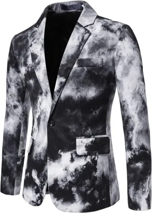 LCMTWX Mens Blazers Men's Fashion Coat Casual Pocket Button Suit Jacket Buckle Loved Printed Single-breasted Mens Suit