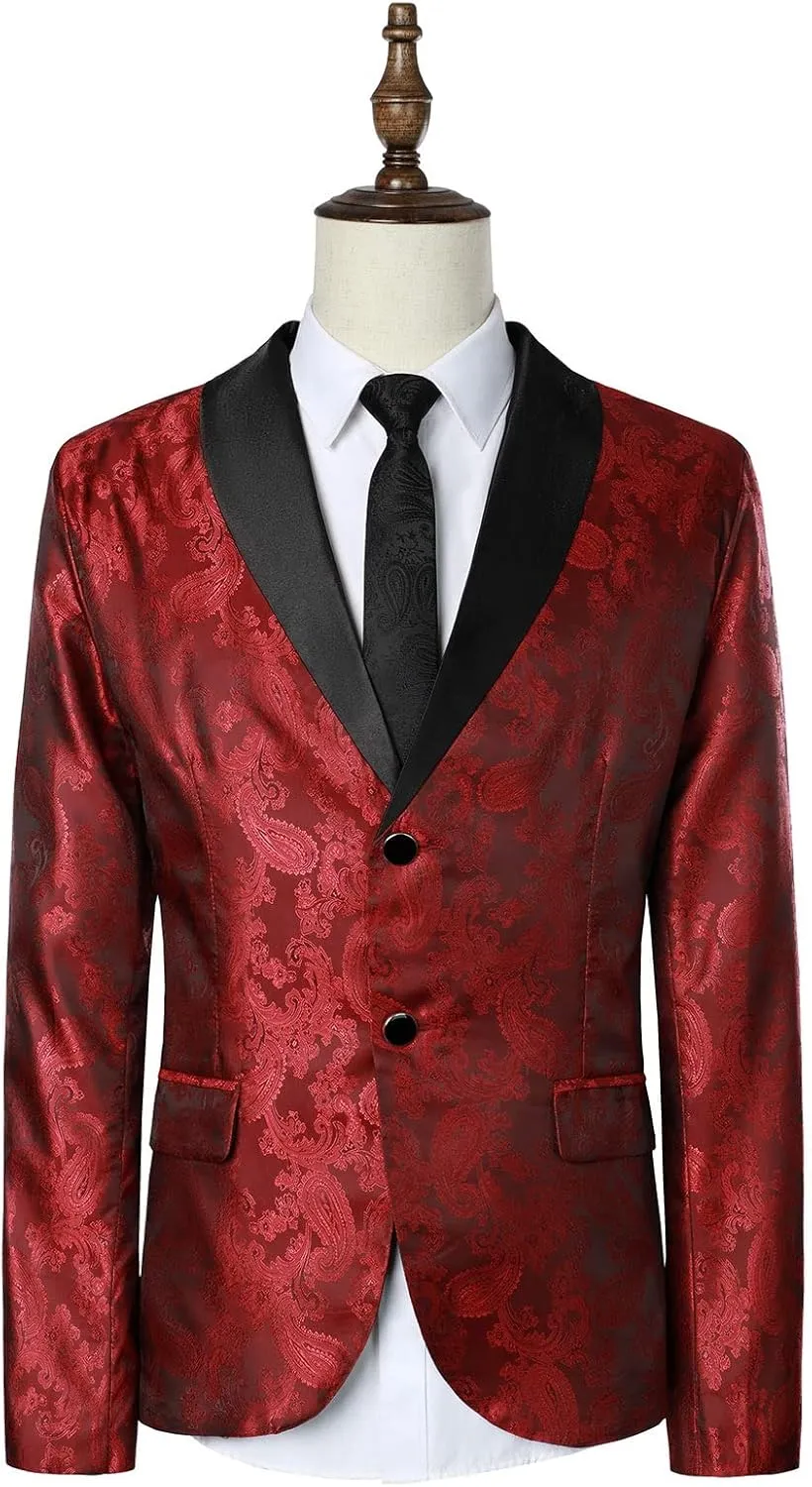 LCMTWX Mens Blazers Men's Fashion Coat Casual Pocket Button Suit Jacket Buckle Loved Printed Single-breasted Mens Suit