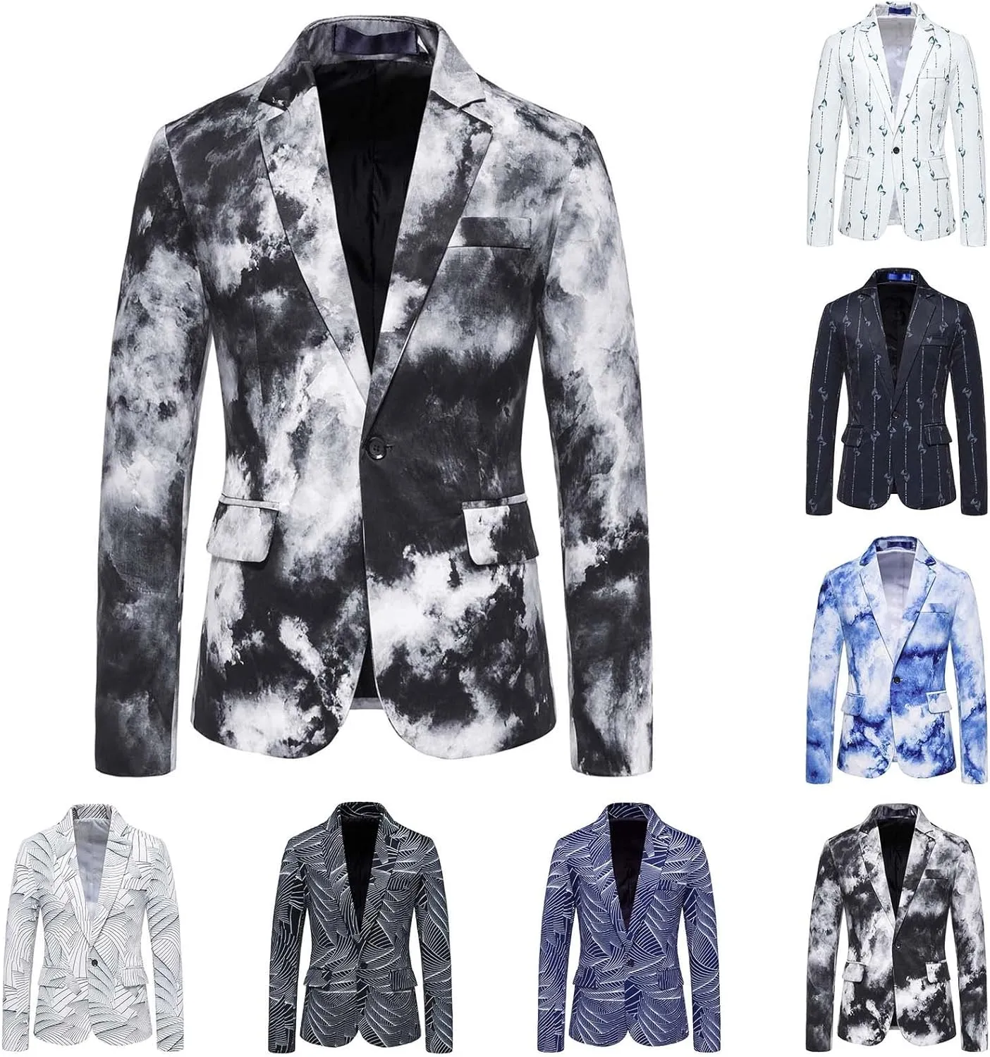 LCMTWX Mens Blazers Men's Fashion Coat Casual Pocket Button Suit Jacket Buckle Loved Printed Single-breasted Mens Suit