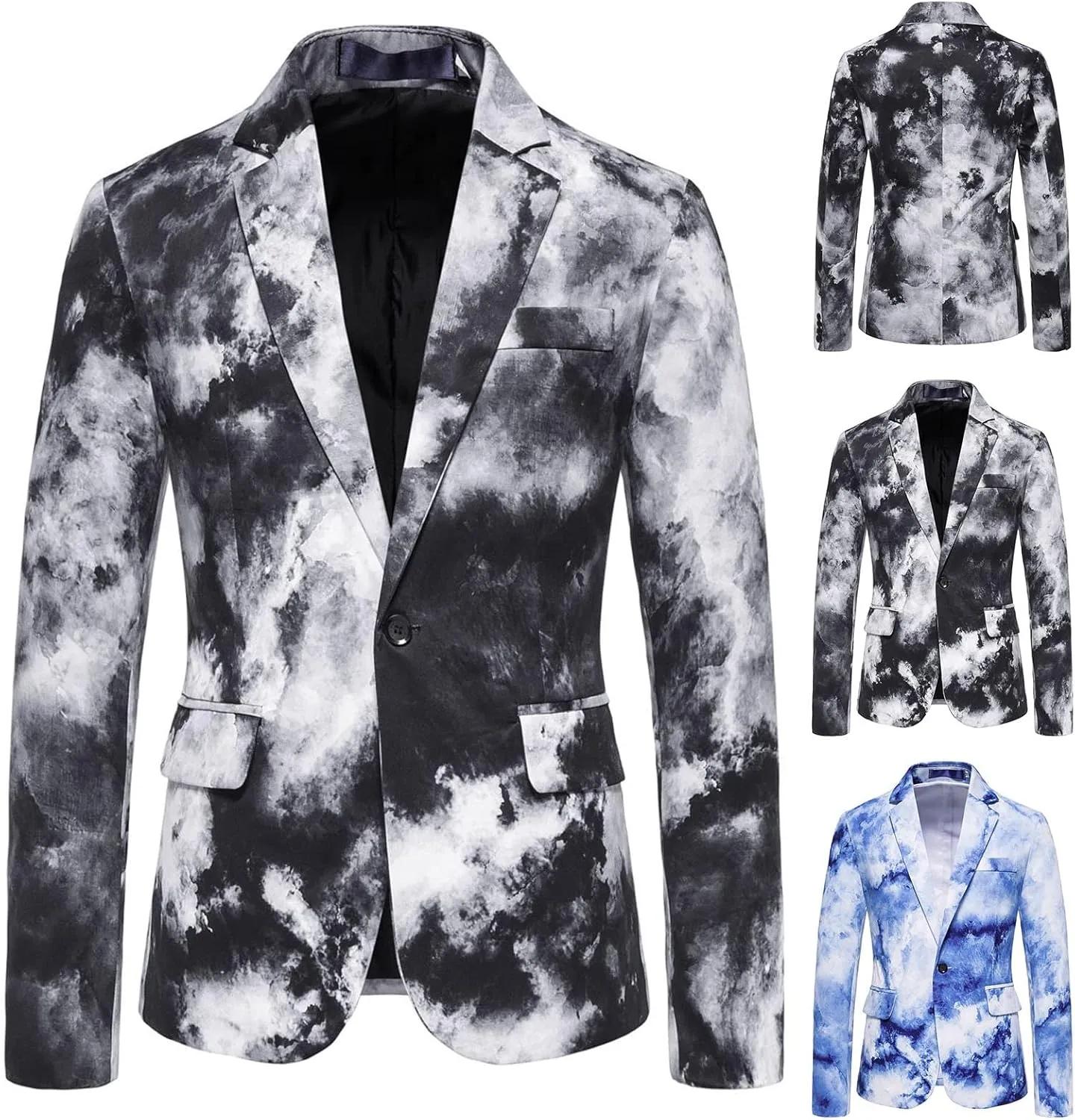 LCMTWX Mens Blazers Men's Fashion Coat Casual Pocket Button Suit Jacket Buckle Loved Printed Single-breasted Mens Suit