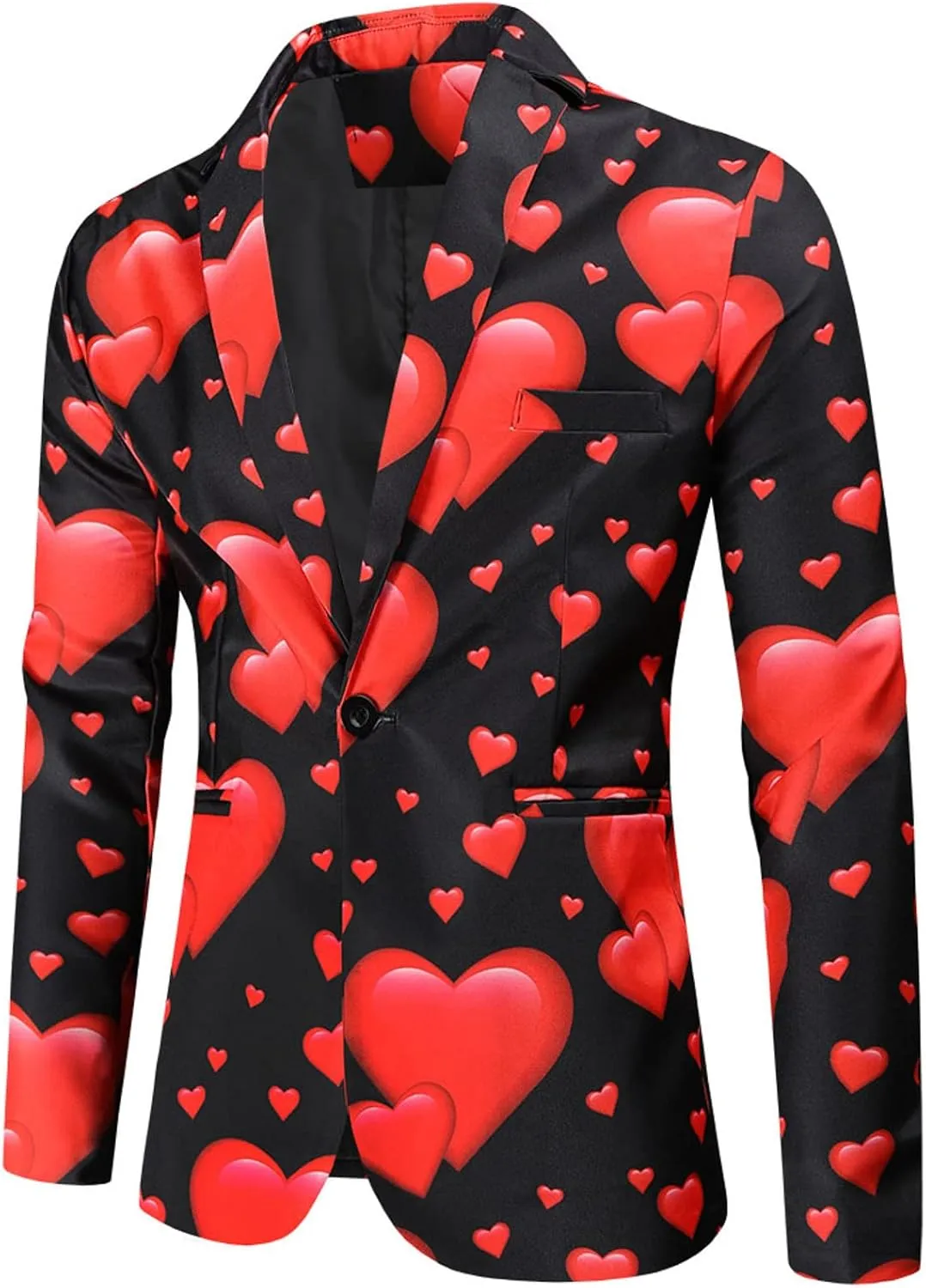 LCMTWX Mens Blazers Men's Fashion Coat Casual Pocket Button Suit Jackets Buckle Loved Printed Men Christmas Suit Jacket