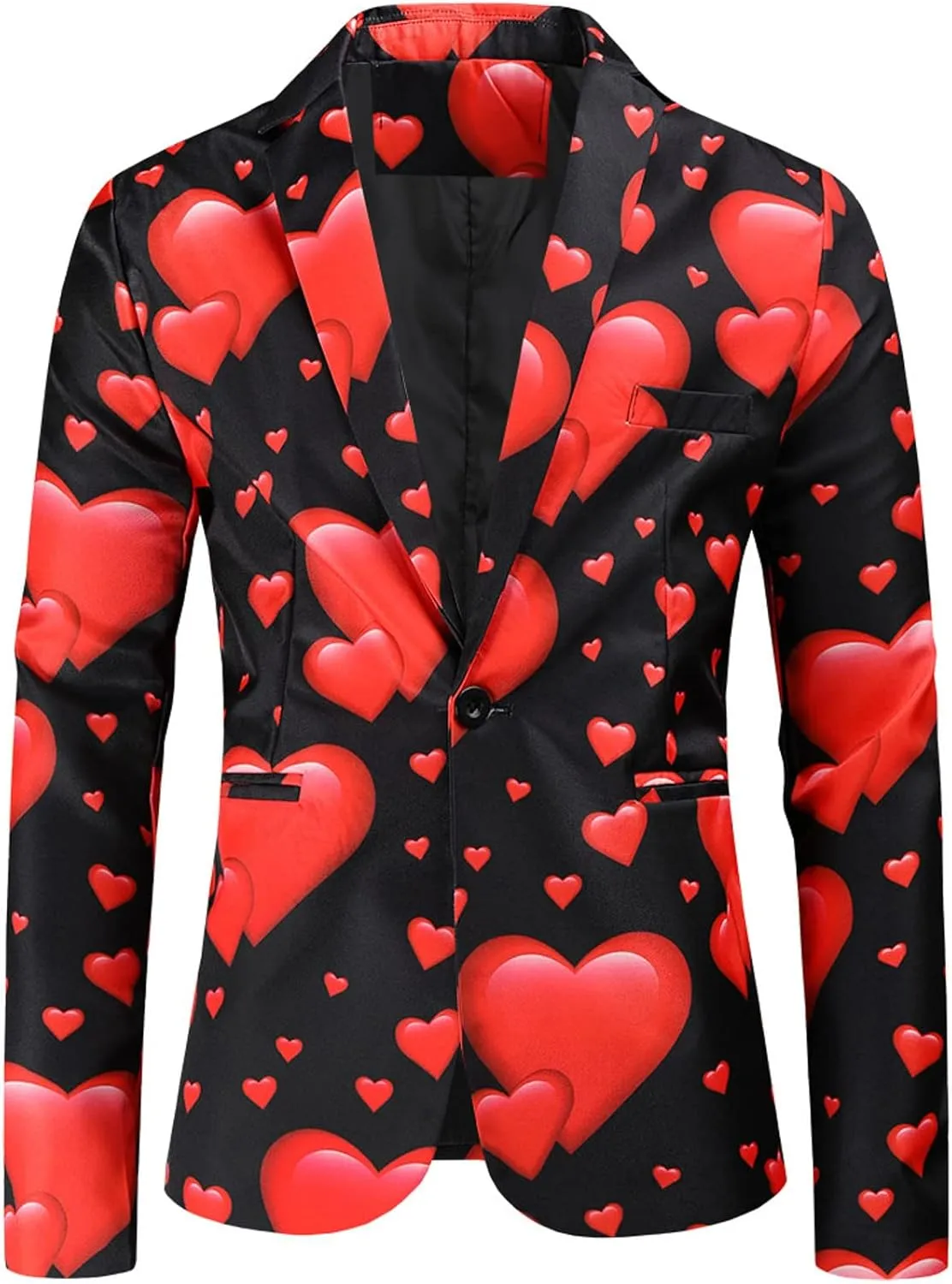 LCMTWX Mens Blazers Men's Fashion Coat Casual Pocket Button Suit Jackets Buckle Loved Printed Men Christmas Suit Jacket