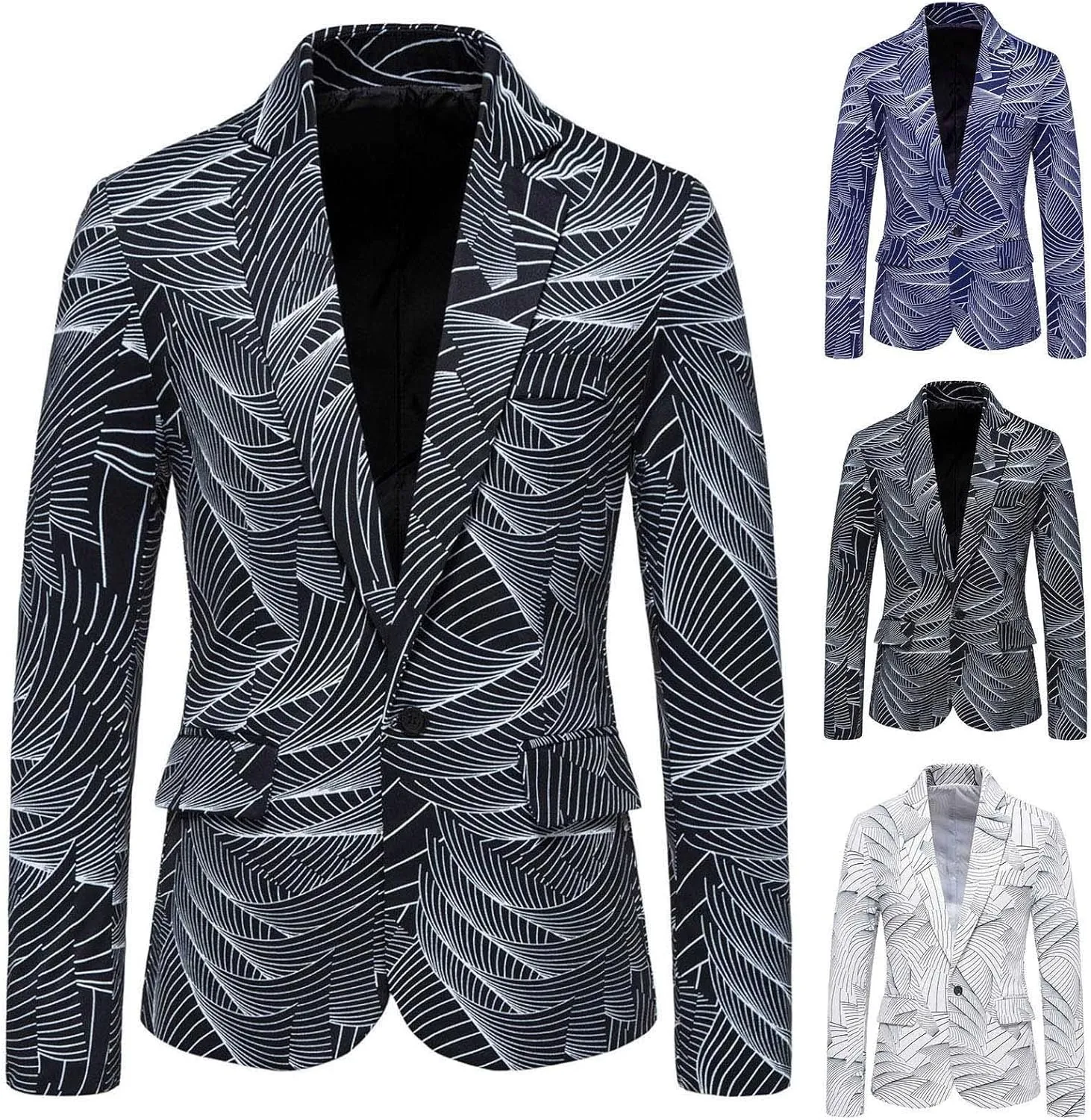 LCMTWX Mens Blazers Men's Fashion Coat Casual Pocket Button Suit Jackets Buckle Loved Printed Men Christmas Suit Jacket