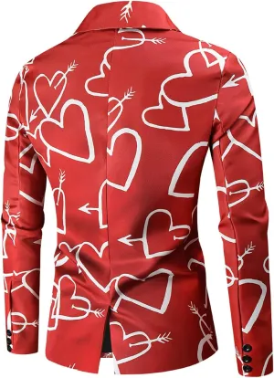 LCMTWX Mens Blazers Men's Fashion Coat Casual Pocket Button Suit Jackets Buckle Loved Printed Men Christmas Suit Jacket