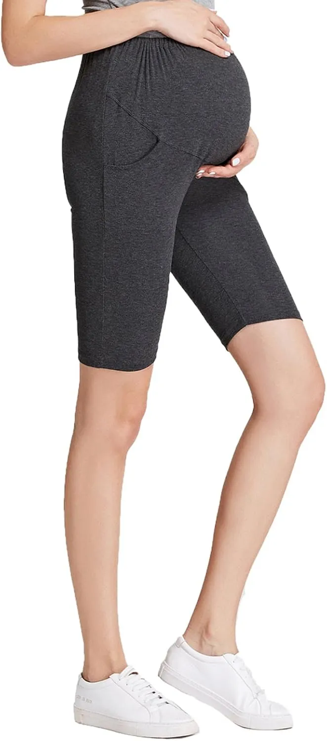 Liang Rou Maternity Belly Support Mini-Ribbed Stretch Short Leggings