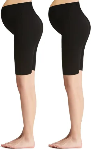 Liang Rou Maternity Belly Support Mini-Ribbed Stretch Short Leggings
