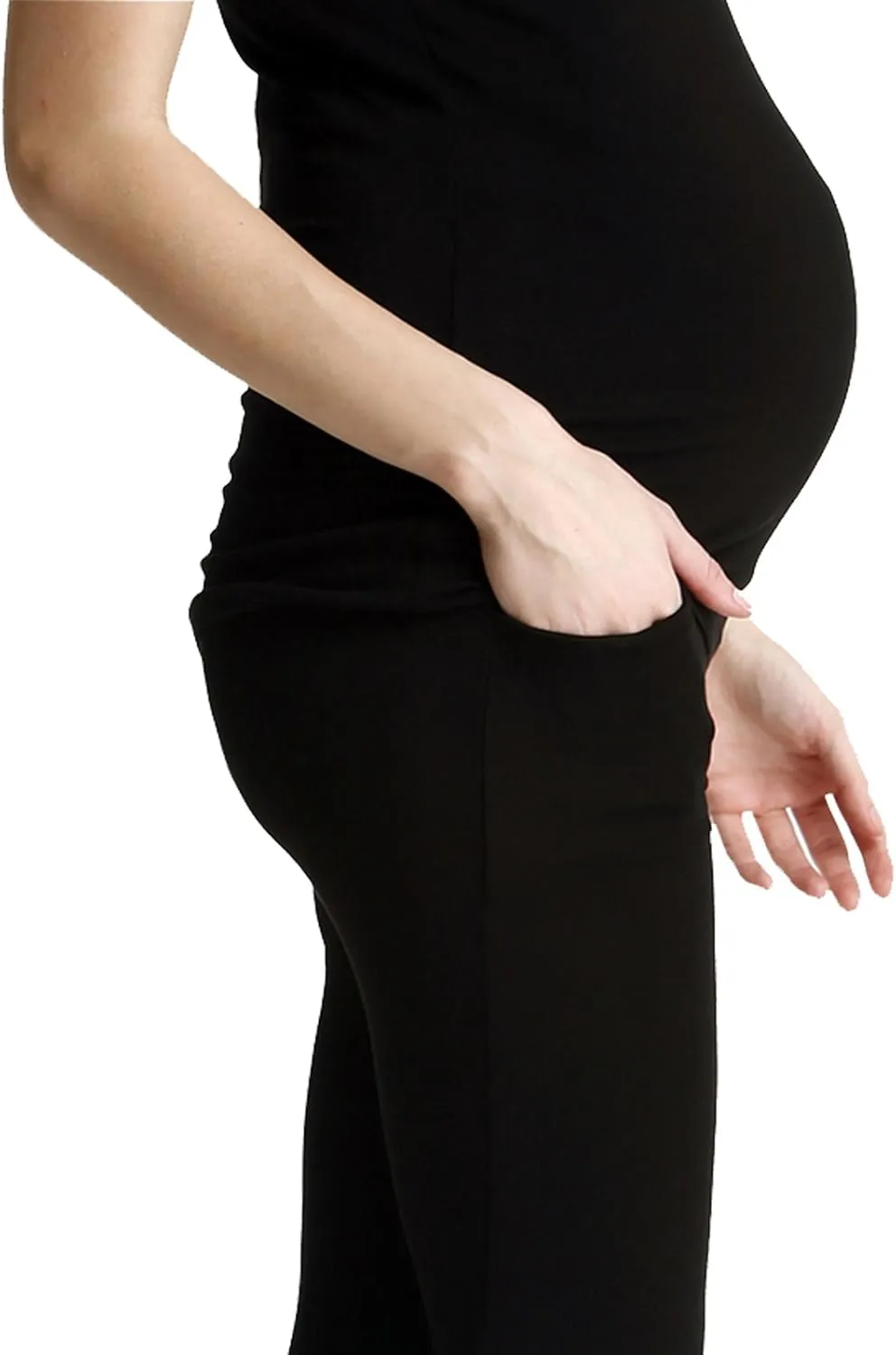 Liang Rou Maternity Belly Support Mini-Ribbed Stretch Short Leggings