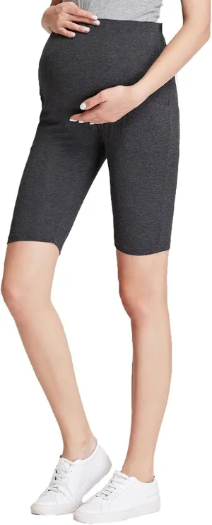 Liang Rou Maternity Belly Support Mini-Ribbed Stretch Short Leggings