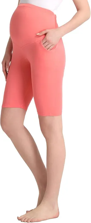 Liang Rou Maternity Belly Support Mini-Ribbed Stretch Short Leggings