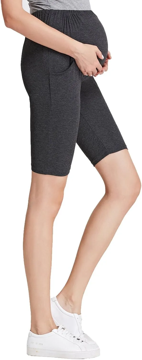 Liang Rou Maternity Belly Support Mini-Ribbed Stretch Short Leggings
