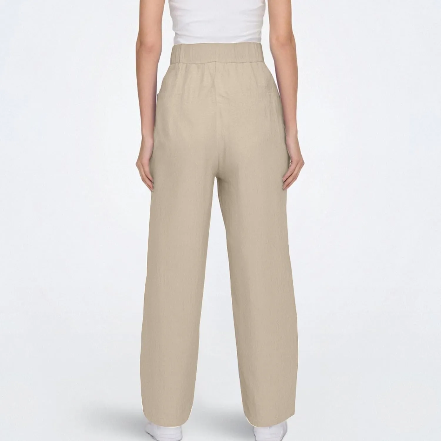 Lightweight Linen Capri Pants for Women Petite Summer Trousers Casual Vacation Beach Trousers with Pockets