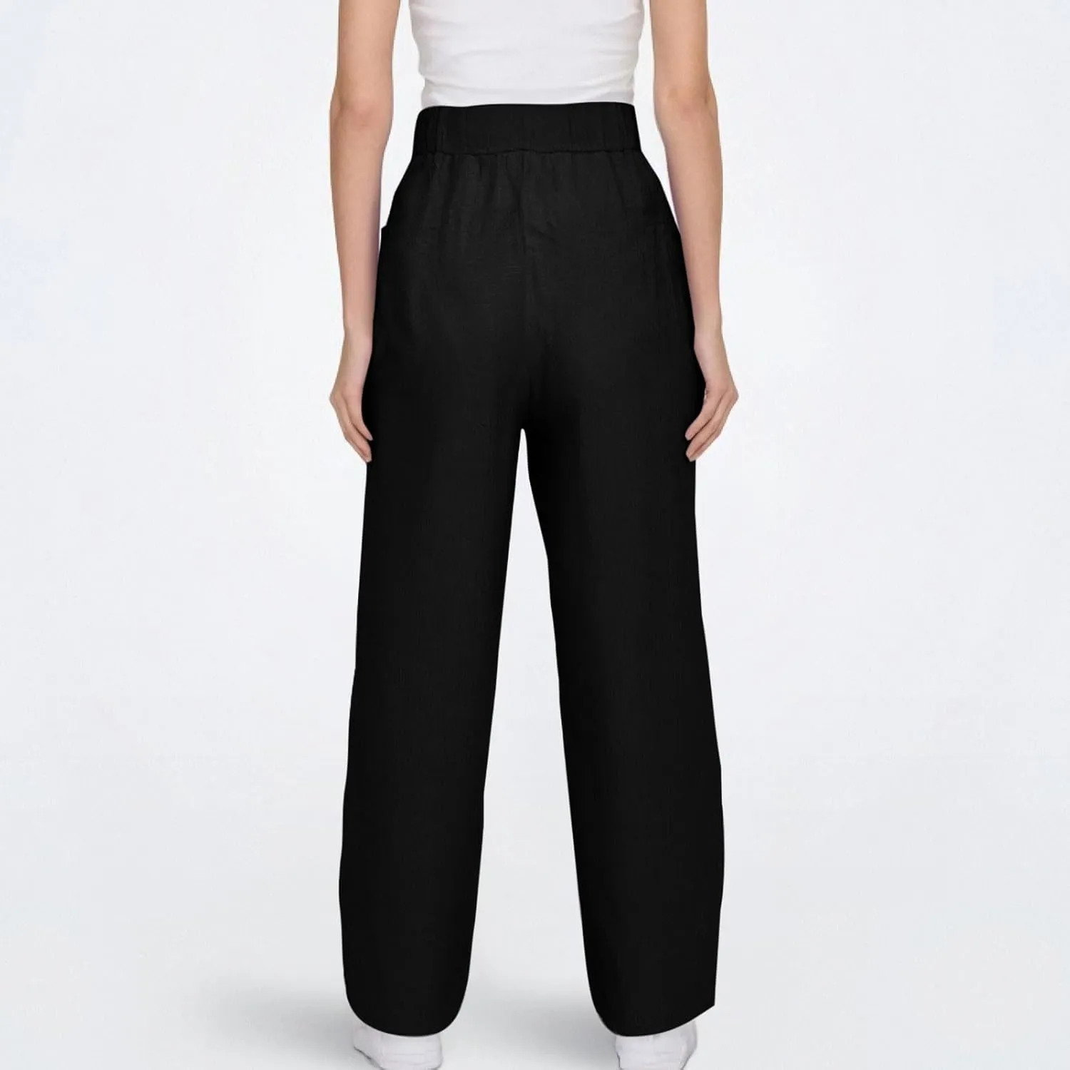 Lightweight Linen Capri Pants for Women Petite Summer Trousers Casual Vacation Beach Trousers with Pockets