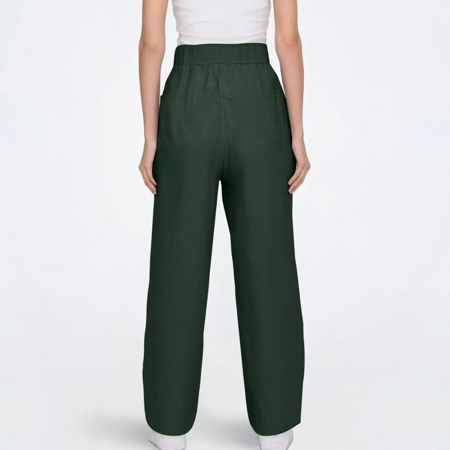 Lightweight Linen Capri Pants for Women Petite Summer Trousers Casual Vacation Beach Trousers with Pockets