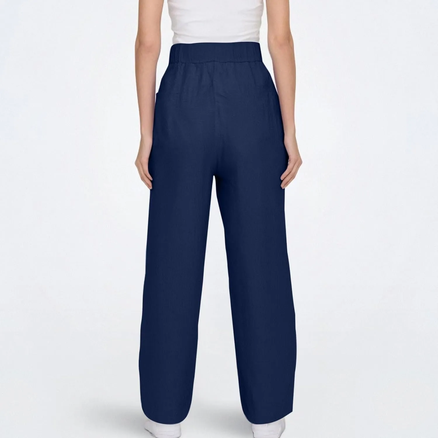 Lightweight Linen Capri Pants for Women Petite Summer Trousers Casual Vacation Beach Trousers with Pockets